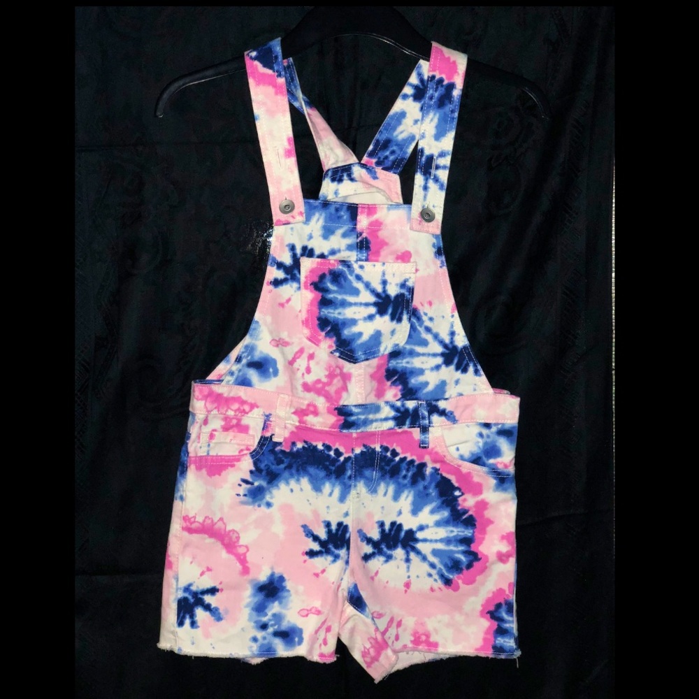Children’s Place Pink Tie-Dye Overall Shorts